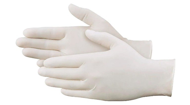 Jednorazowe rękawiczki lateksowe, bezpudrowe